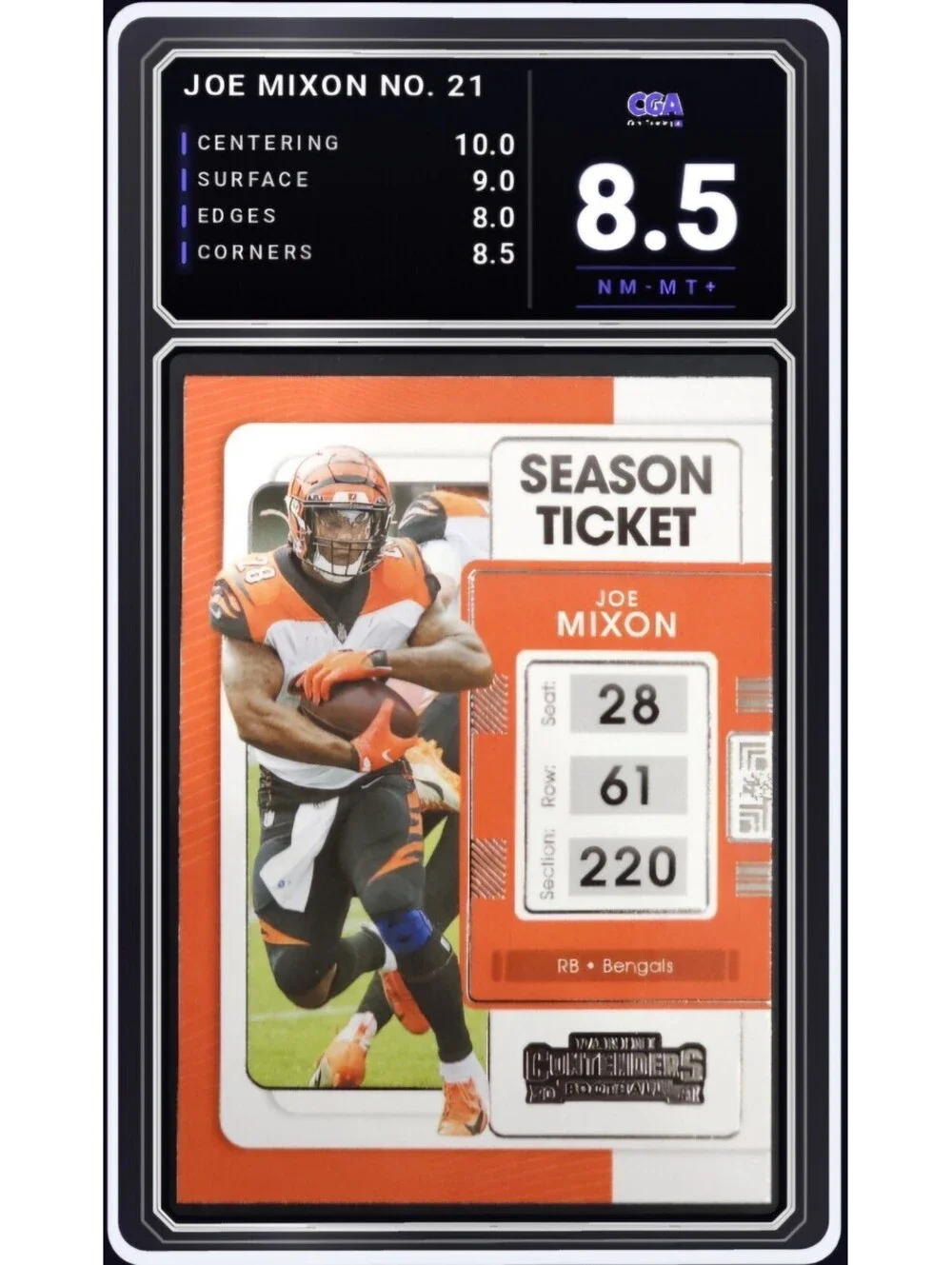 2021 Panini Contenders #21 Joe Mixon Cincinnati Bengals - CGA 8.5 Digital Grade